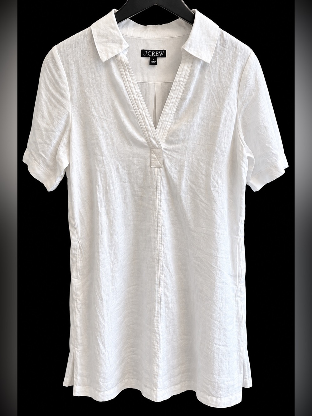 J.Crew White Linen Short-Sleeve Shirt Dress